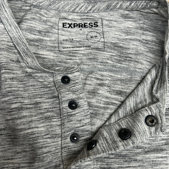 Express Short Sleeved Striped Gray Shirt - Picture 2 of 2